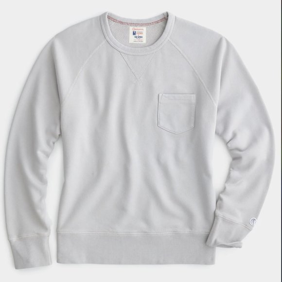 Todd Snyder SUN FADED MIDWEIGHT POCKET SWEATSHIRT IN COOL GREY 138 Sweaters